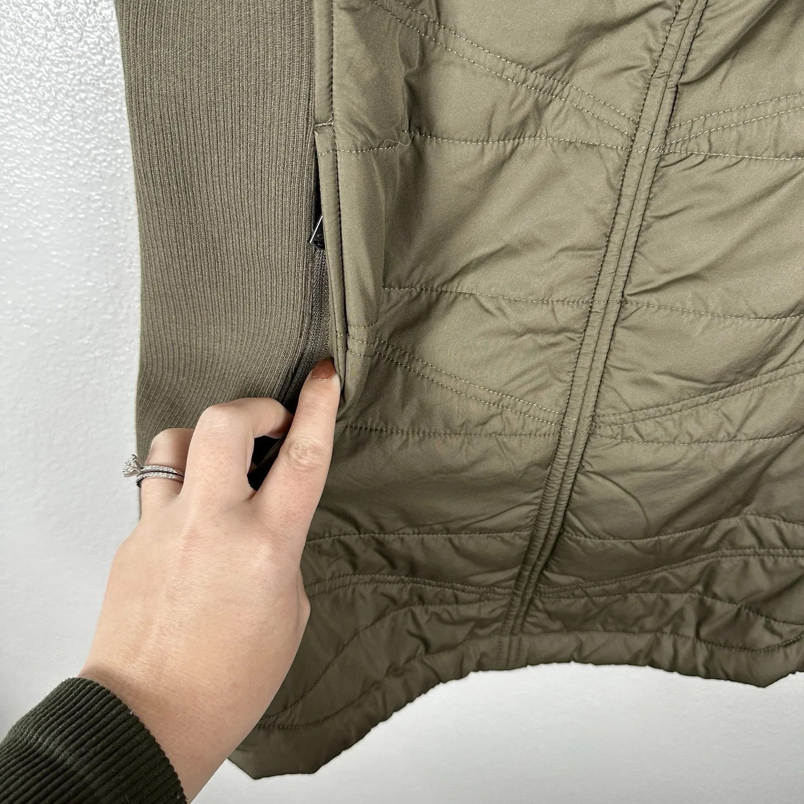 NEW Prana Esla Tunic Turtleneck Quilted Fleece Lined Slate Green Womens Small - Image 3