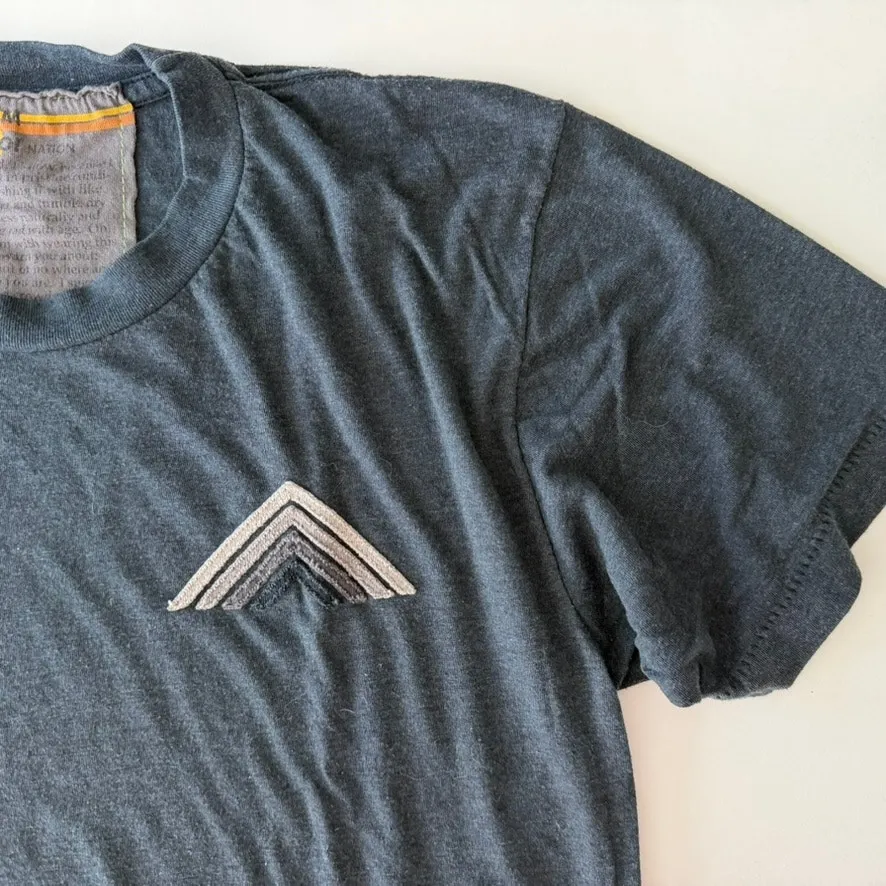 Aviator Nation Boyfriend Tee Mountain Stitch Deep Blue Size Medium Raw Hem Crop - Image 3