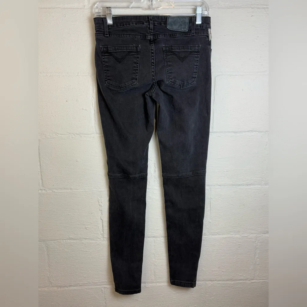 Harley Davidson Woman’s Black Denim Grunge Goth Basic Casual Skinny Jeans Sz 27 - Image 8