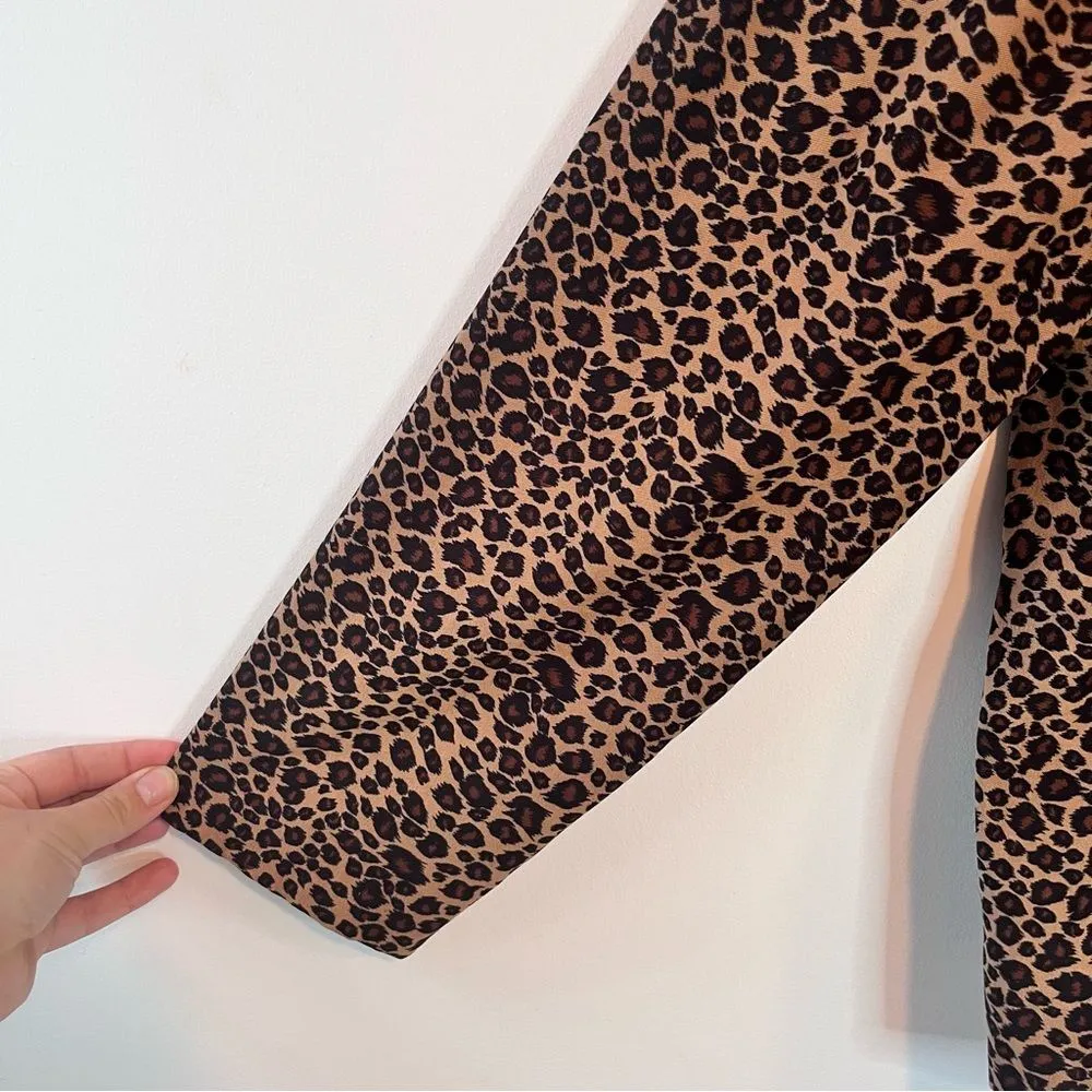 Briggs Vintage Leopard Animal Print Button Down Top Brown Size XL - Image 4