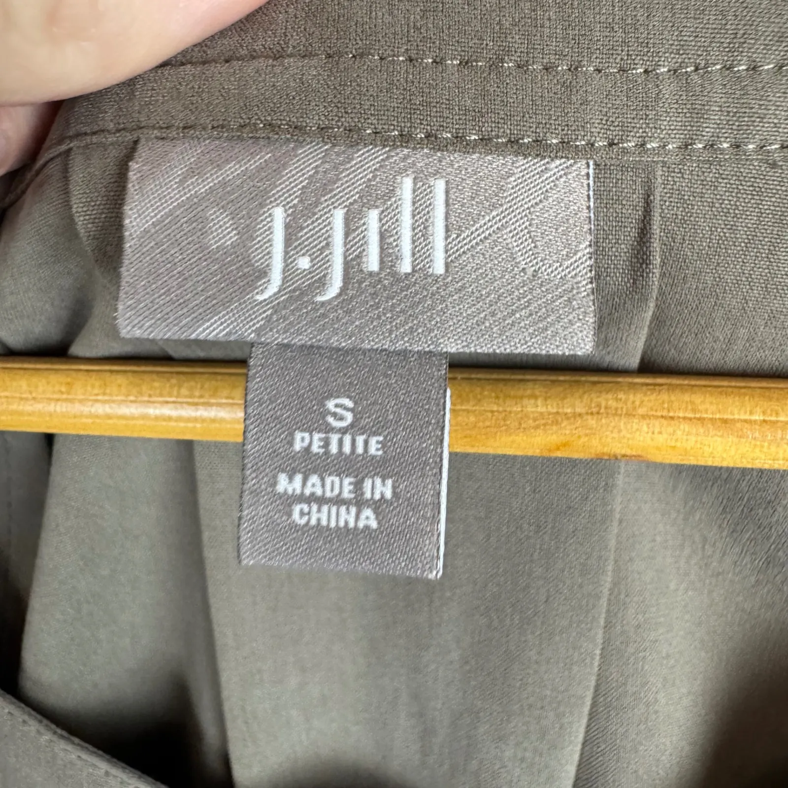 J Jill Womens‎ 100% Silk Dress Sz PS Olive Green Utility Short Sleeve Minimalist - Image 6