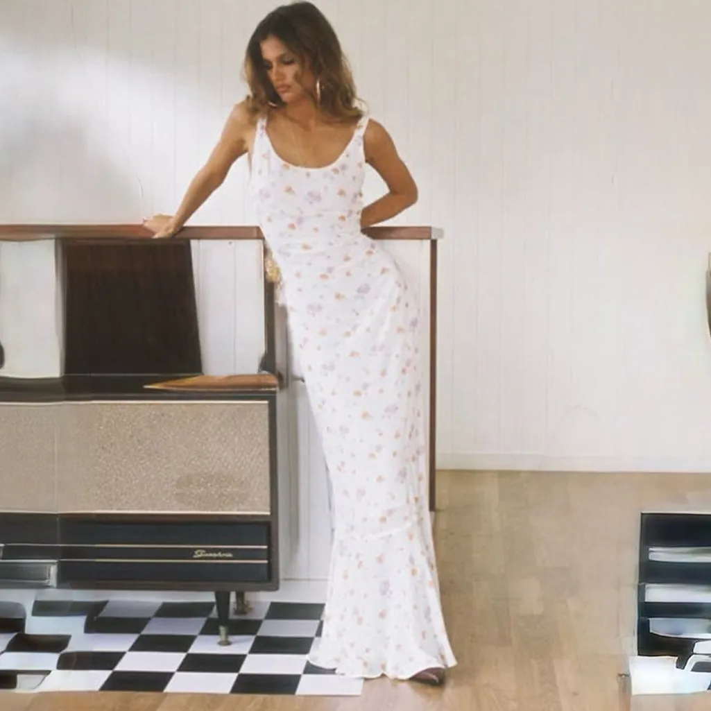 NWT Princess Polly Floral Maxi Dress Eco Viscose White Size 4 - Image 2