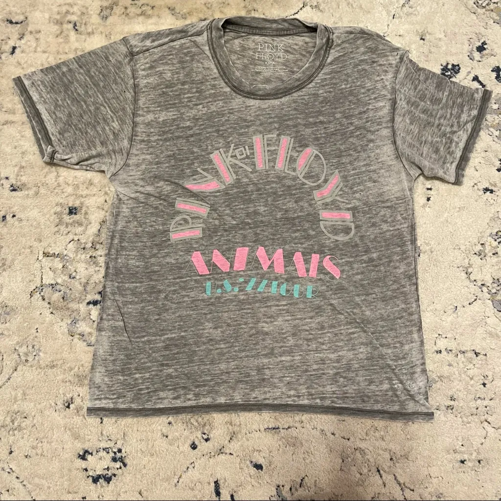 Pink Floyd Animals US 77 Tour Gray Burnout Tee Shirt Size Extra Small - Image 3