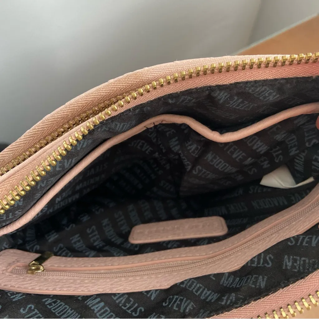 Steve Madden Pink Logo Crossbody Purse Small Leather Pastel Coquette Feminine - Image 7