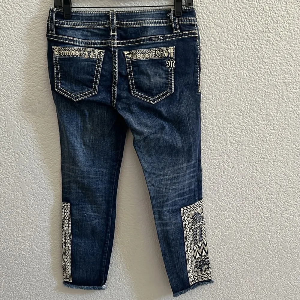 Miss Me Signature Ankle Skinny Womens Jeans Denim Embroidered SZ 27 - Image 5