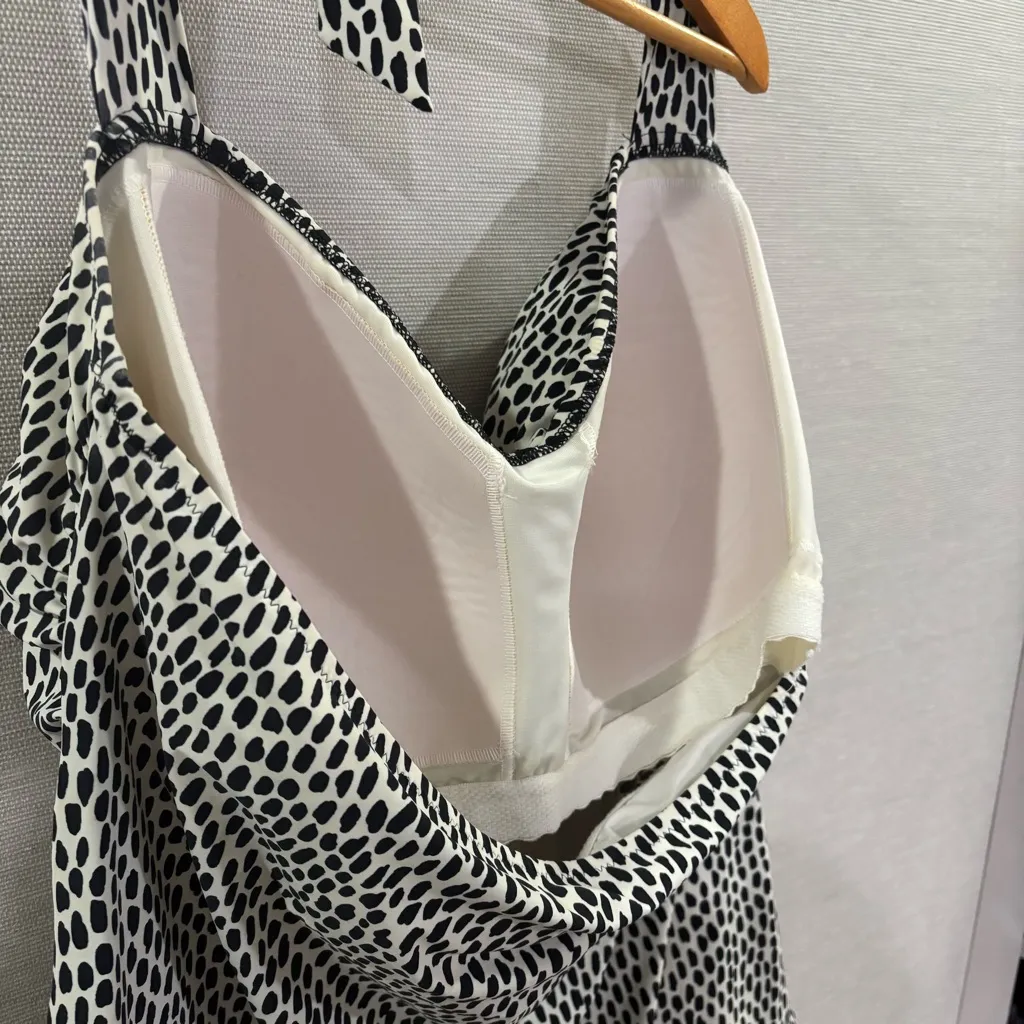 Lands' End Black and‎ White Patterned Swim Tie Neck Top Size 26W - Image 4