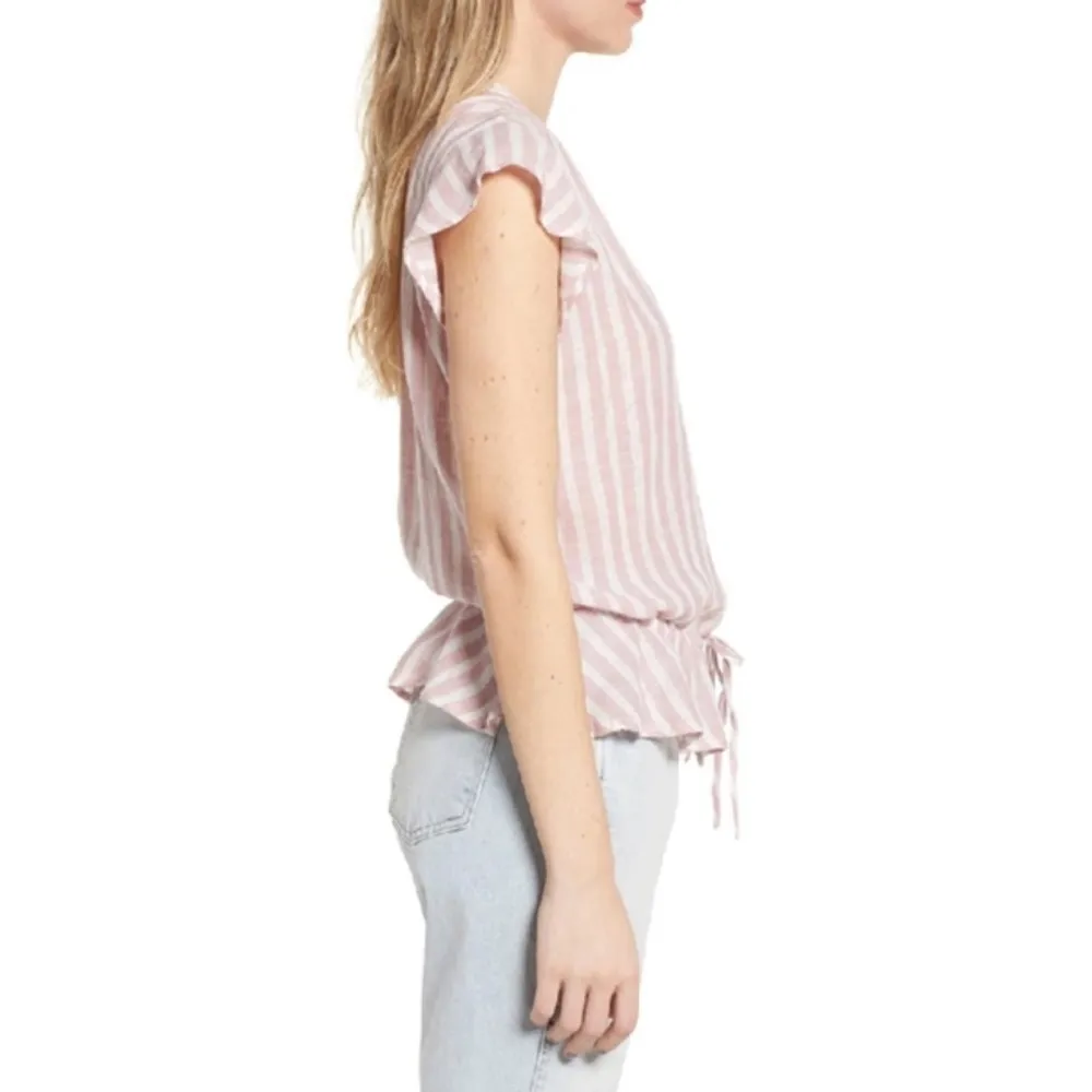 Rails Bretton Peplum Top In Rose Stripe Size Large - Image 3