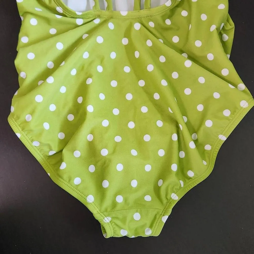 Kona Sol Green and White Polka Dot Print One-Piece Swimsuit NWOT Size Medium - Image 5