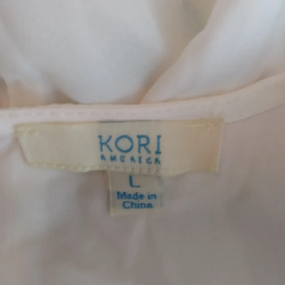 Anthropologie Kori America L White Turquoise Loose Tank Top - Image 3