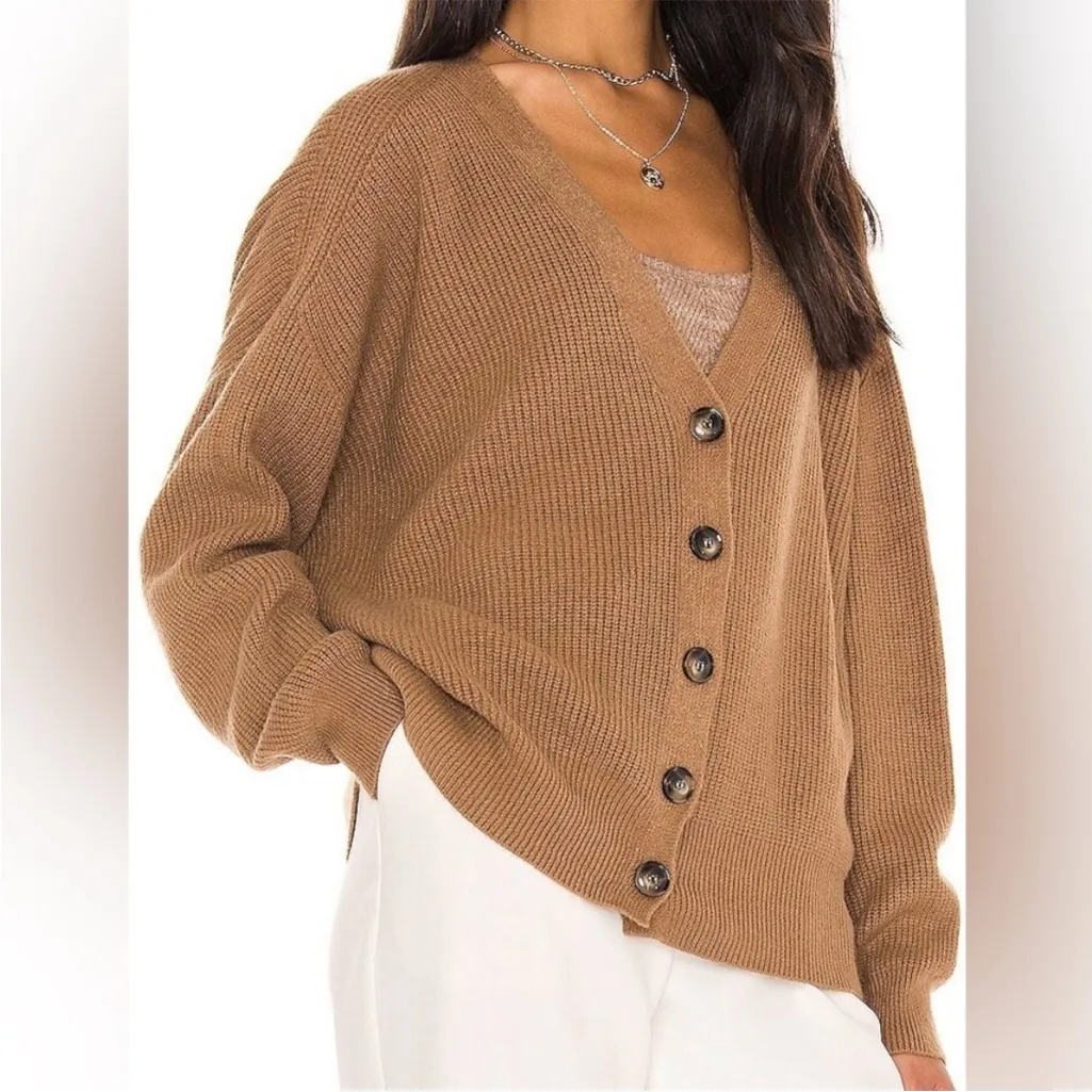 Apparis Andi Ribbed Cardigan in Camel Tan Brown OSFM One Size Fits Most Revolve - Image 2