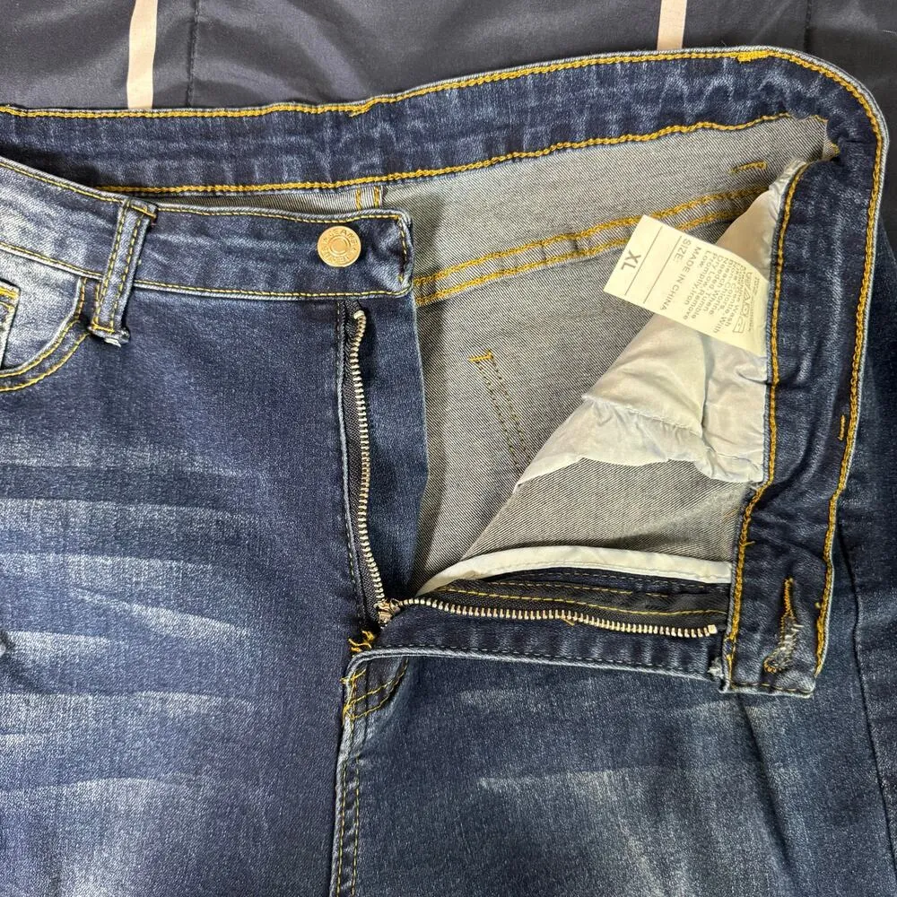 Women's Rocker Size XL Dark Blue Distressed Skinny Jeggings - Image 7