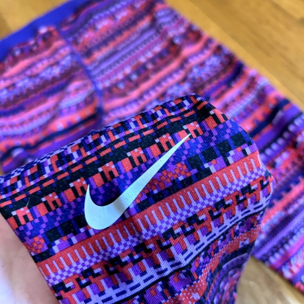 Nike Pro Nordic Legging Womens Size Small Purple Pink Red Fleece Running - Image 4