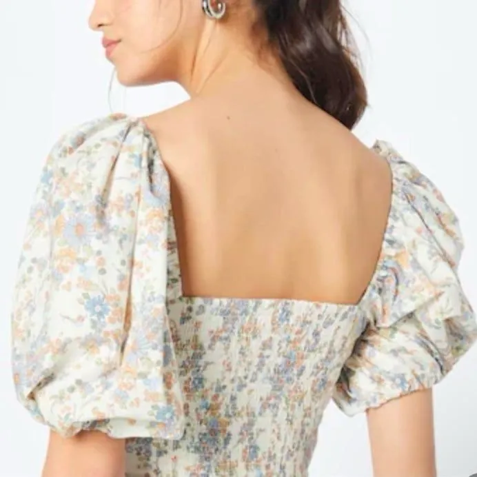 Abercrombie & Fitch floral keyhole puff sleeve cottagecore top - Image 2