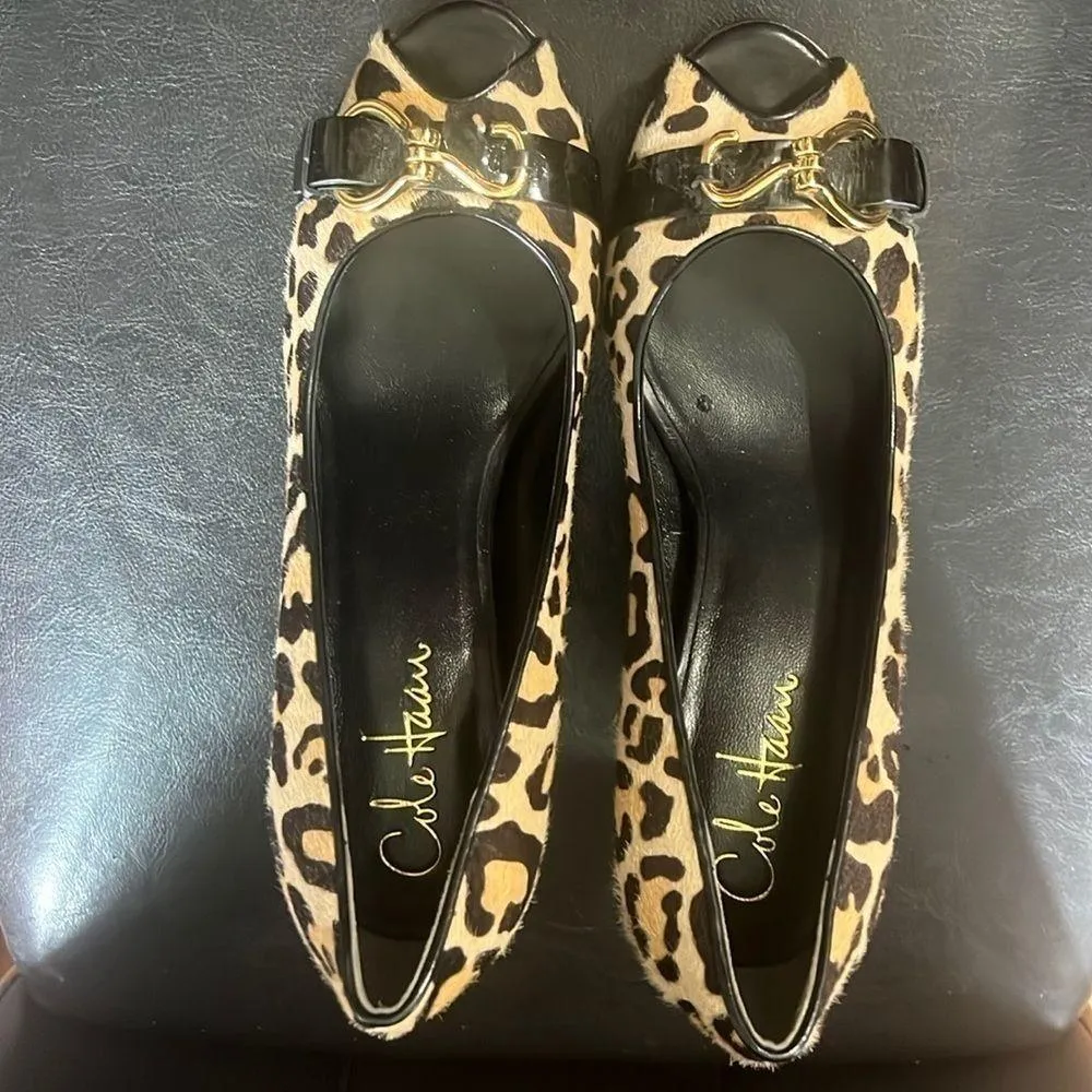 Cole Haan × Nike Air Calf Hair Animal Print Peep-Toe Heels - Image 2
