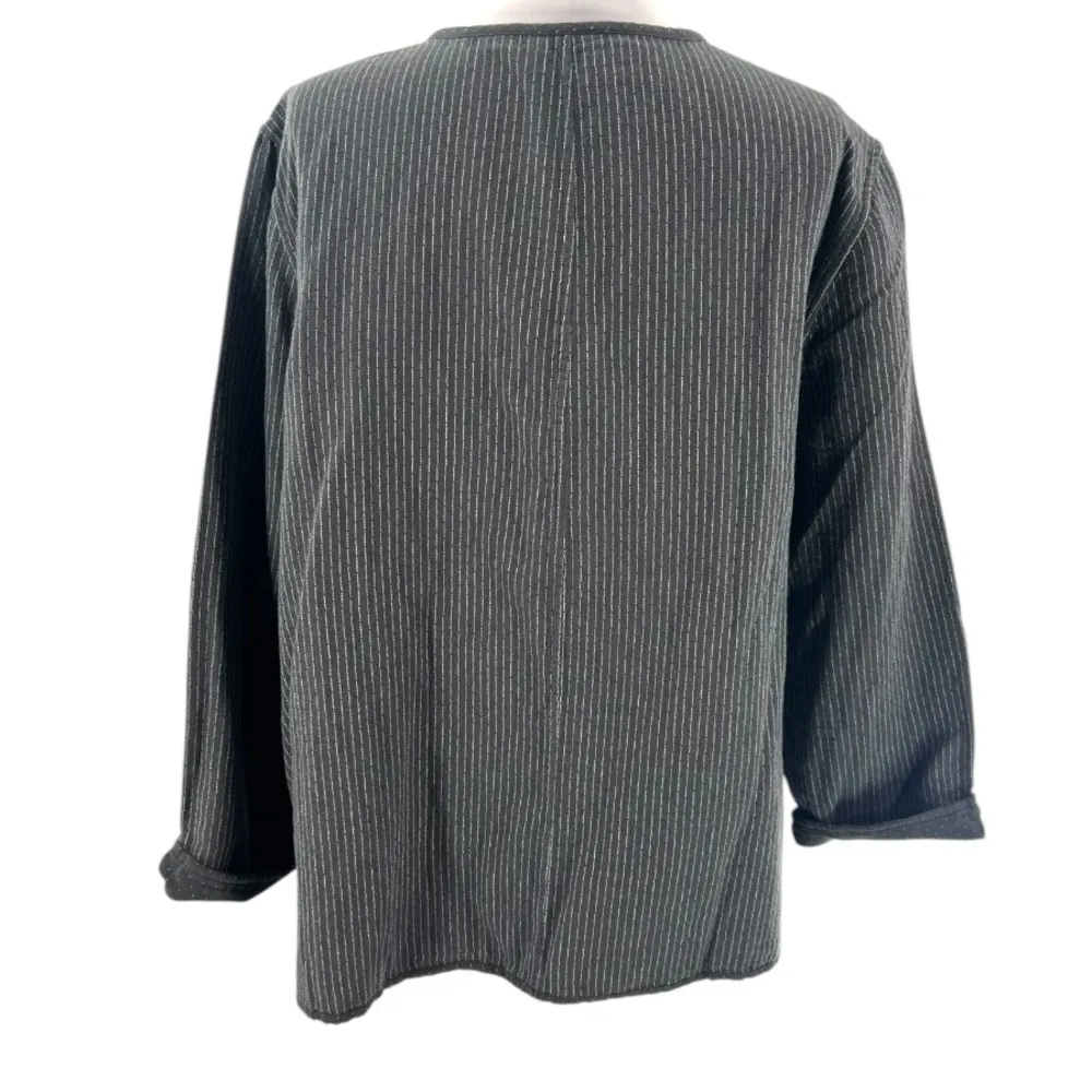 Eileen fisher Reversible Organic Cotton Doubleweave jacket stripe polka dot XL - Image 4