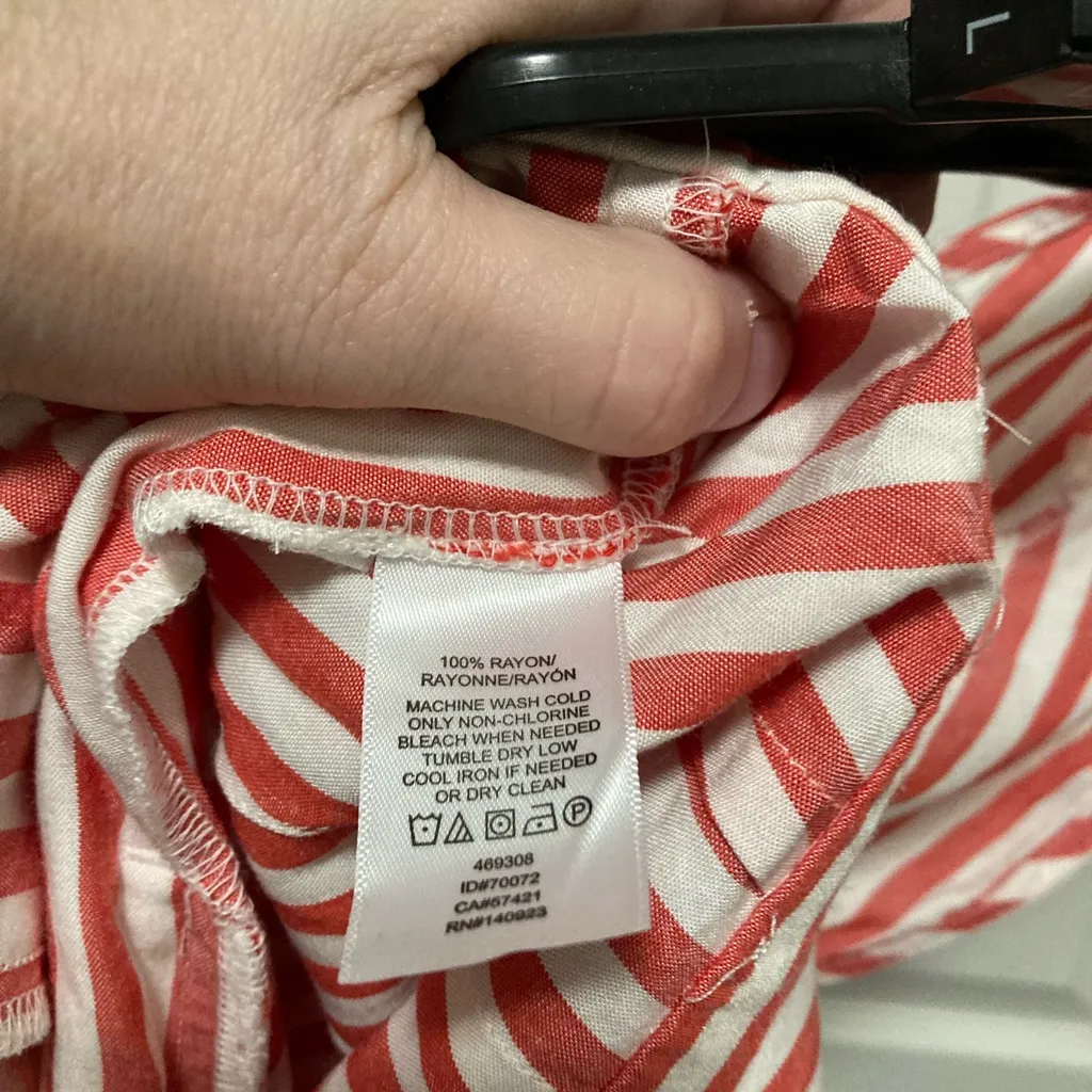 LOFT Coral Red & White Striped Romper - Image 3