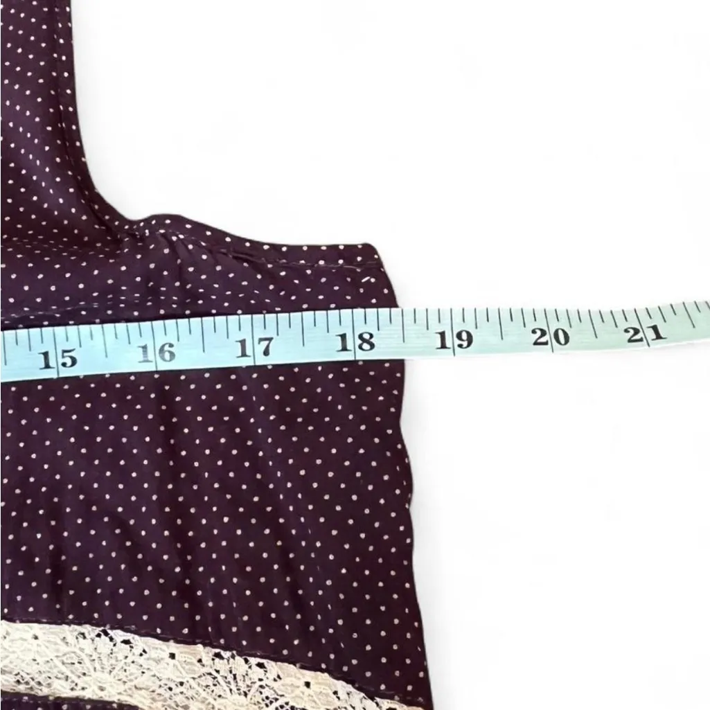 Intimately Free People Trapeze babydoll mini dress purple polka dots lace M - Image 4