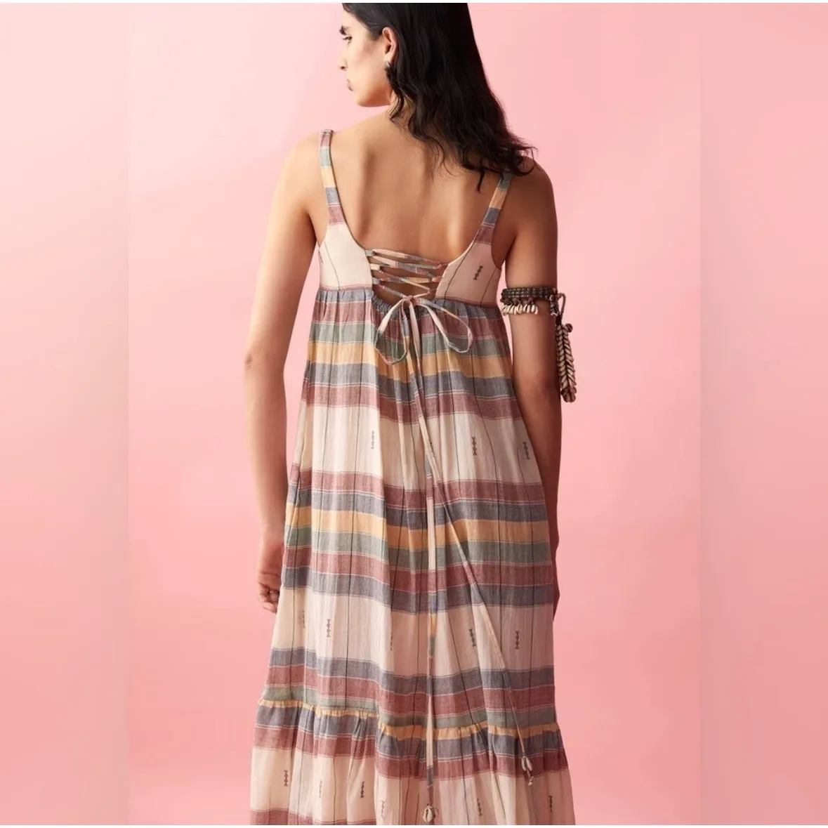 Alix of Bohemia NWT Amelia Havana Maxi Dress Multicolor Stripe Cotton Size Med - Image 2
