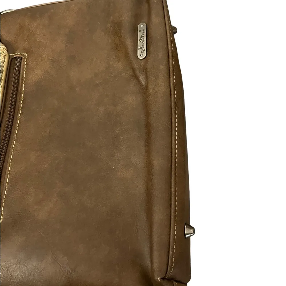 Montana West Studded Tooled Faux Leather Top Handle & Shoulder Strap Cowgirl Bag - Image 11