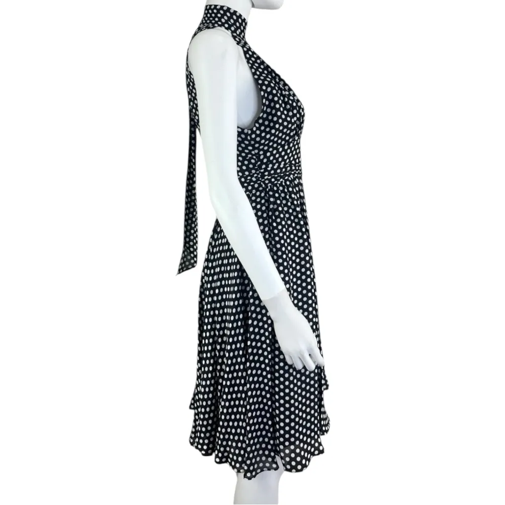MILLY Black Polka Dot Halter Mini Dress Size 4 - Image 2