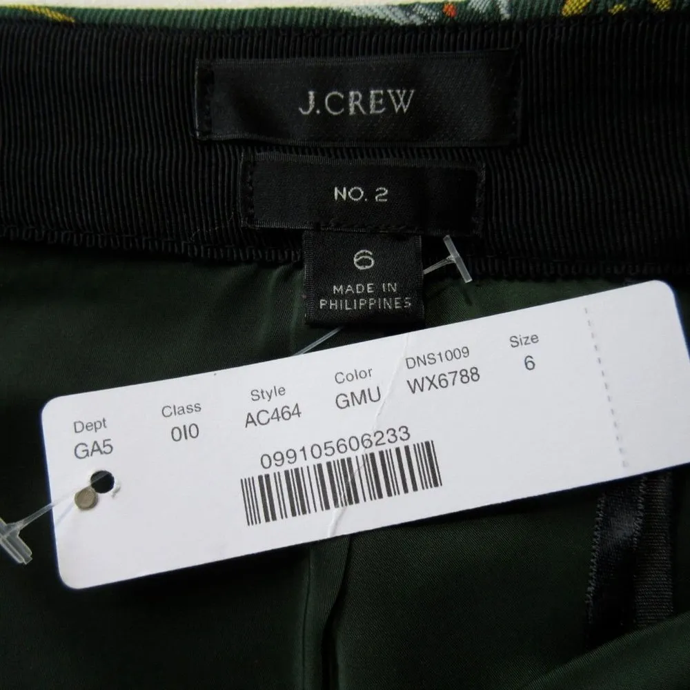 NWT NWT J.Crew No. 2 Pencil in Green Ornate Jungle Leopard Bird Floral Skirt 6 - Image 4