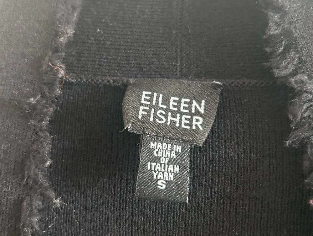 Eileen Fisher 100% Wool Black Knit Cardigan Sweater - Image 3
