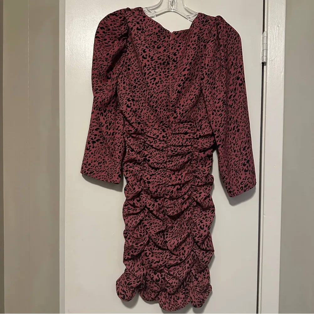 NWT Zara Draped Pink Leopard Print Mini Dress size M - Image 4