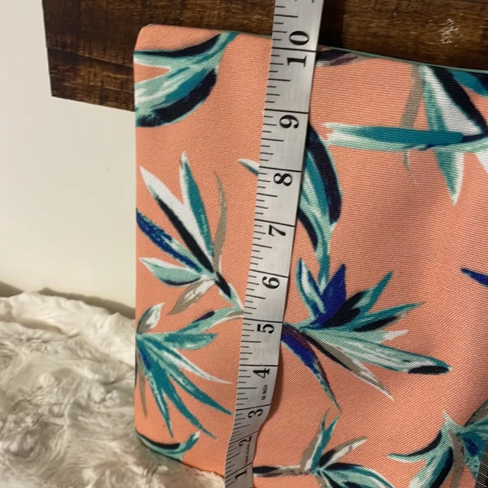 Rachel Pally bag tropical Vegan Leather Fold Over Clutch Peach teal zip bag - Image 7