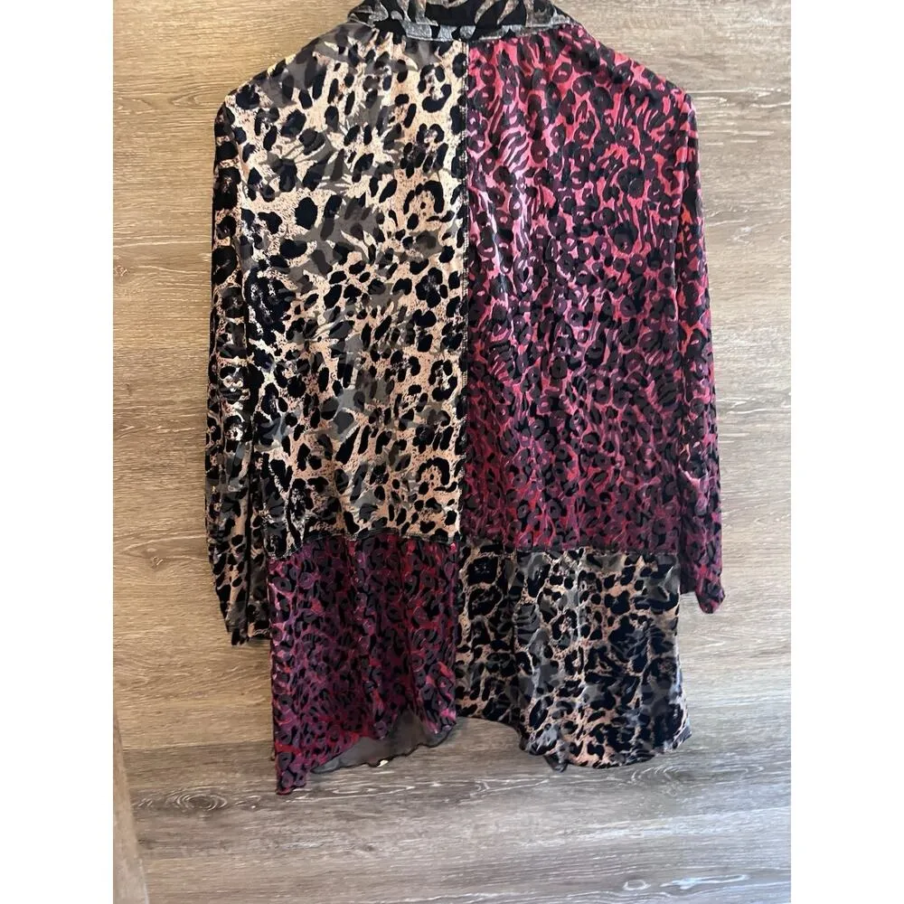 Ali Miles Black Tunic Shirt Blouse L Women Leopard Pockets Unique Stretchy Artsy Size L - Image 8