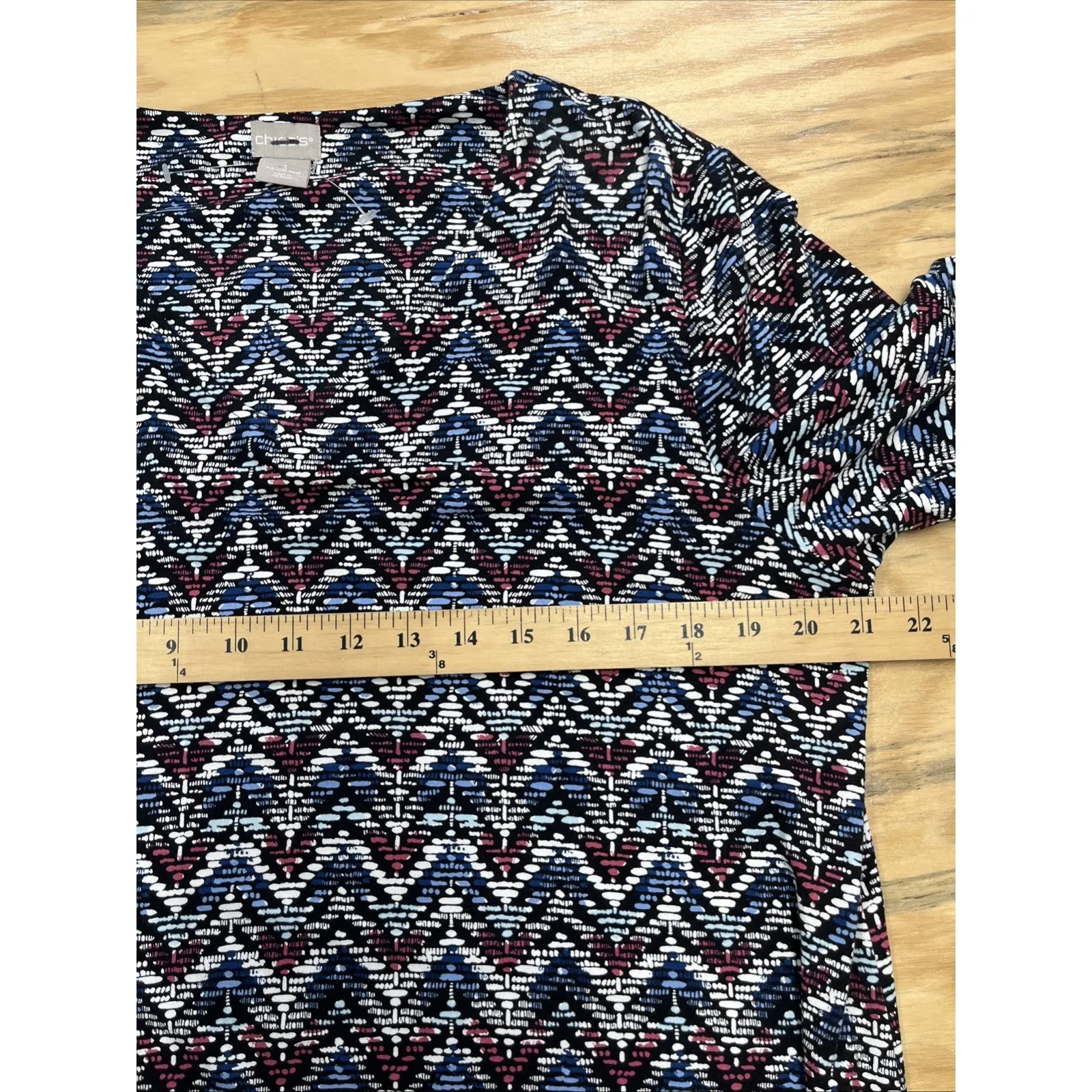 Chicos Geometric Print A Line Dress Size 3 16/18 XL Career Stretch Knit Mature - Image 8