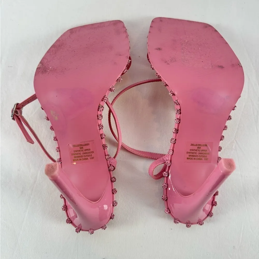 Steve‎ Madden Zelle Square Toe Rhinestone Heels in Pink Size 9 - Image 10
