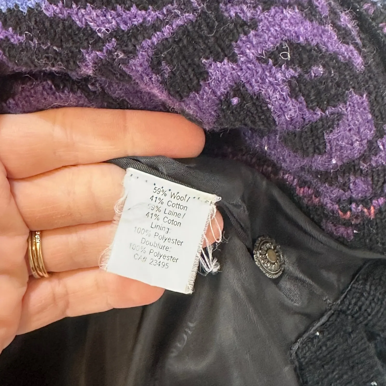 Icelandic Design Womens Wool Sweater Jacket Medium Paisley Zip Outerwear Ombre Blue - Image 7