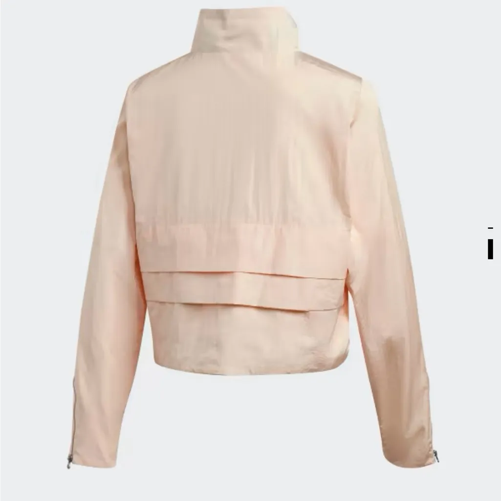 Adidas Light Pink Cropped 1/4 Zip Windbreaker Pullover Jacket Zipper Cuff - Image 3