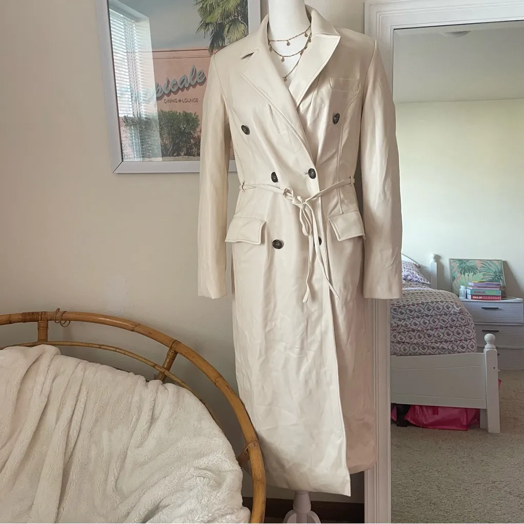 Anthropologie Avec Les Filles Faux Leather Trench Coat Size Small - Image 6