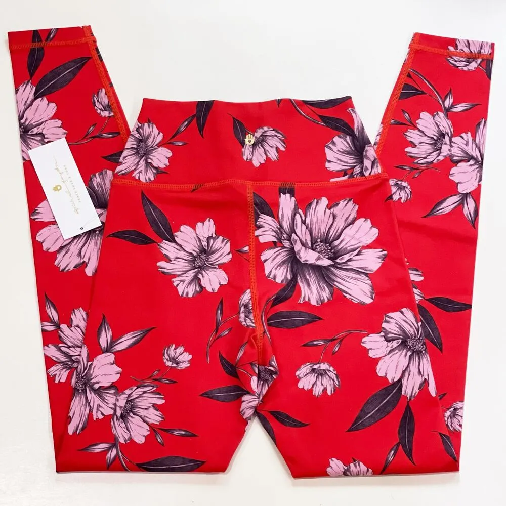 NEW Spiritual Gangster XS Perfect High Rise Waist Floral Leggings Red Pink Gym - Image 5