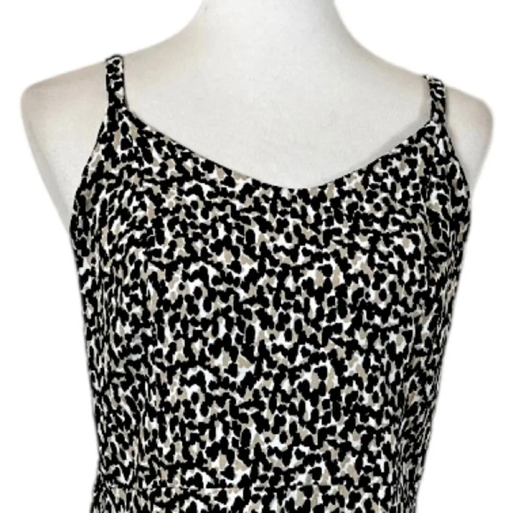 Old Navy Cami Dress Smocked Linen Blend Adjustable Leopard Print Women’s Large - Image 5