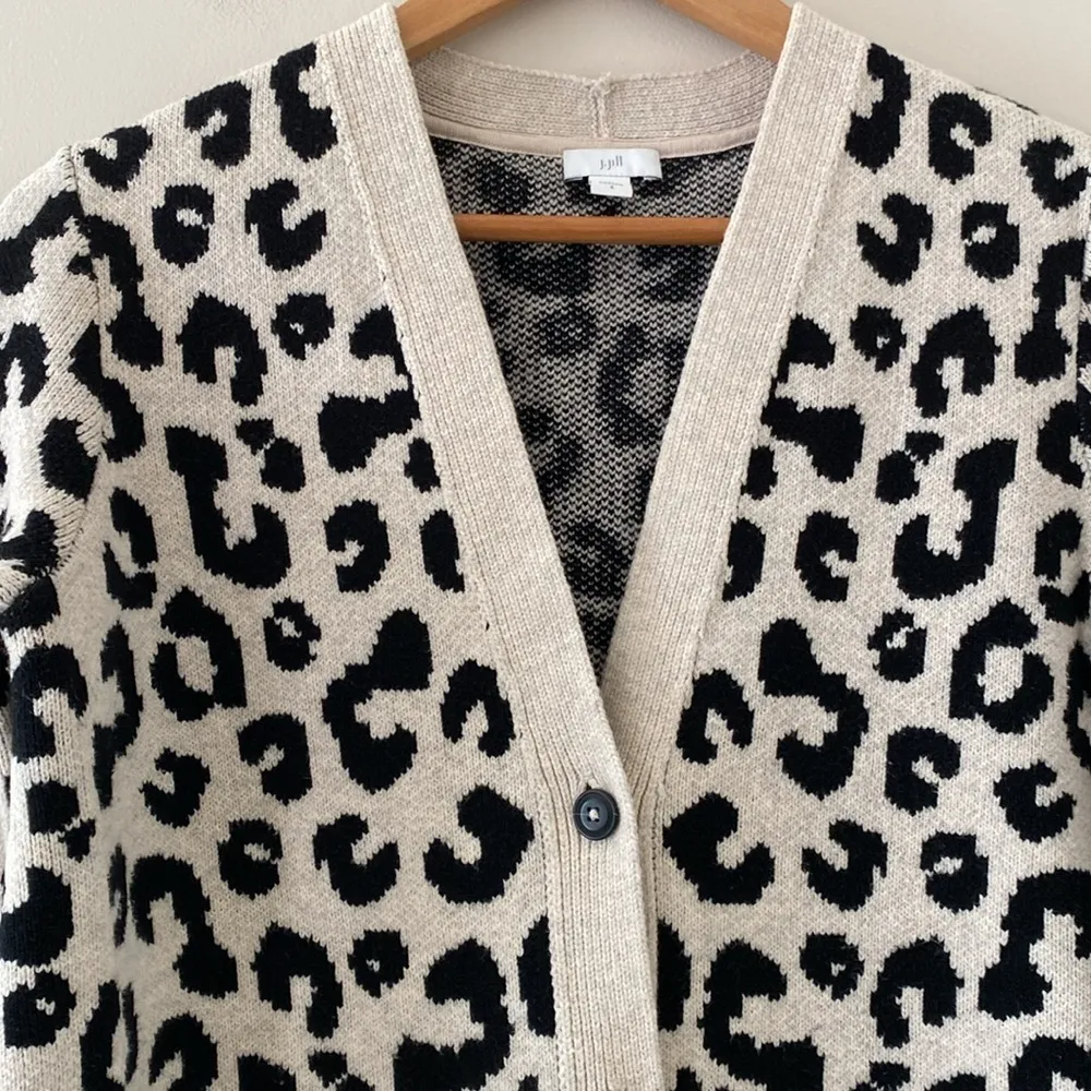 J. Jill Leopard Print Button Up Relaxed Fit Soft Cardigan Sweater Size S - Image 11