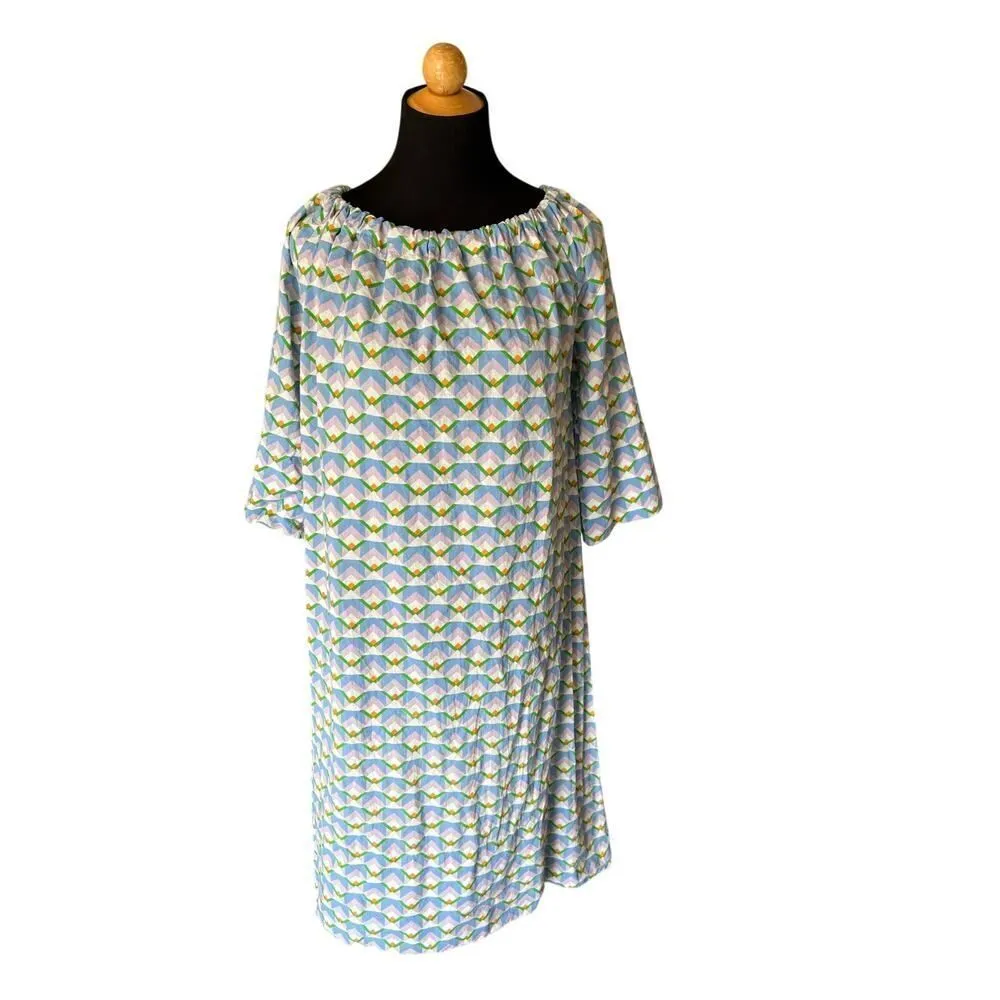 Ro's Garden Fenix Blue Mabel Midi Kaftan Dress Made in India small - Image 8