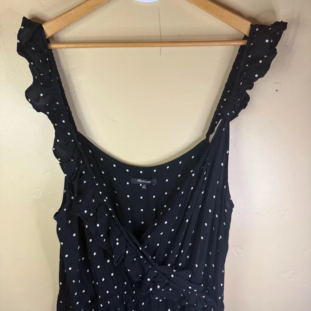 Madewell Ruffle Front Wrap Jumpsuit in‎ Grid Dot Size 20 Career Work Attire - Image 7