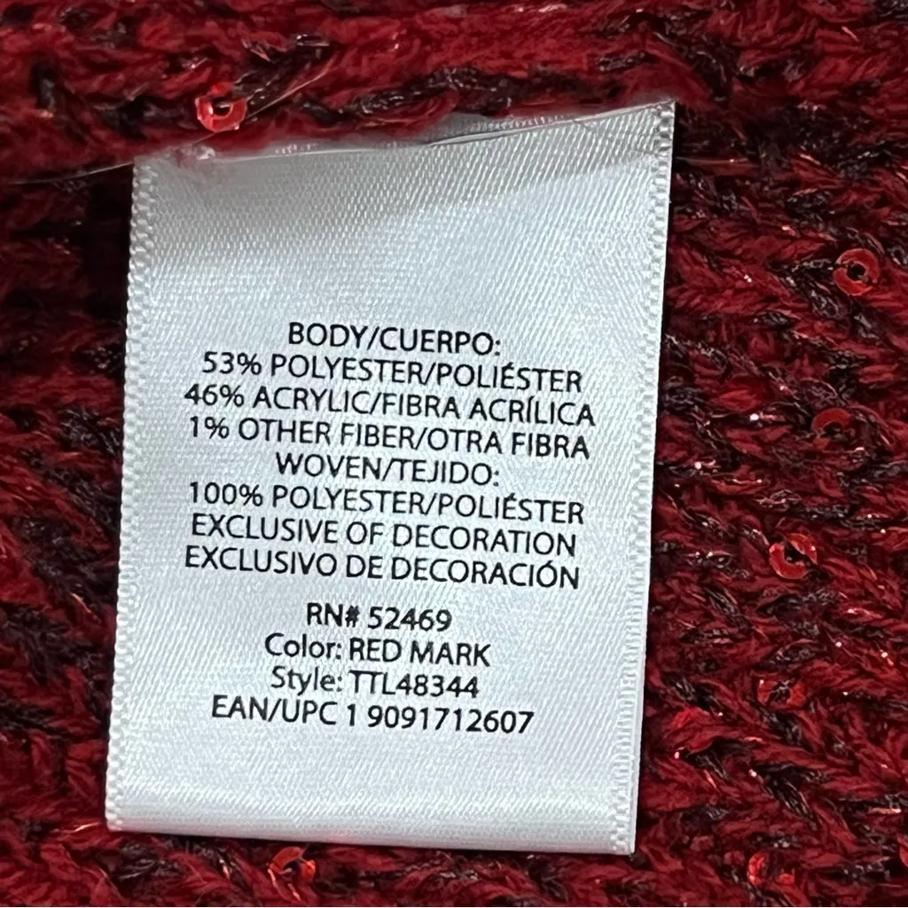 Time and Tru Red Sequins Tunic Sweater with Braided Back Size XL - Image 9