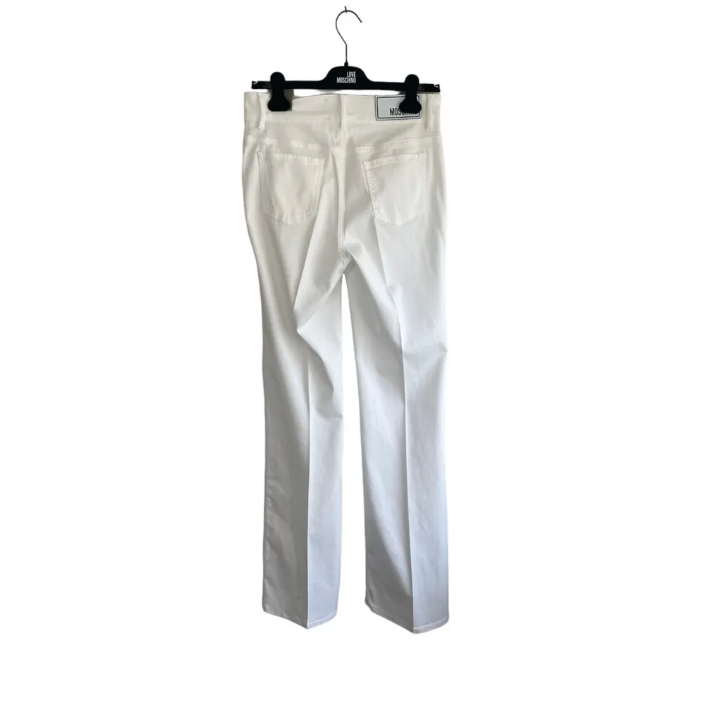 Love Moschino Gabardine Stretch 30‎ Flare Trousers White Pants - Image 7