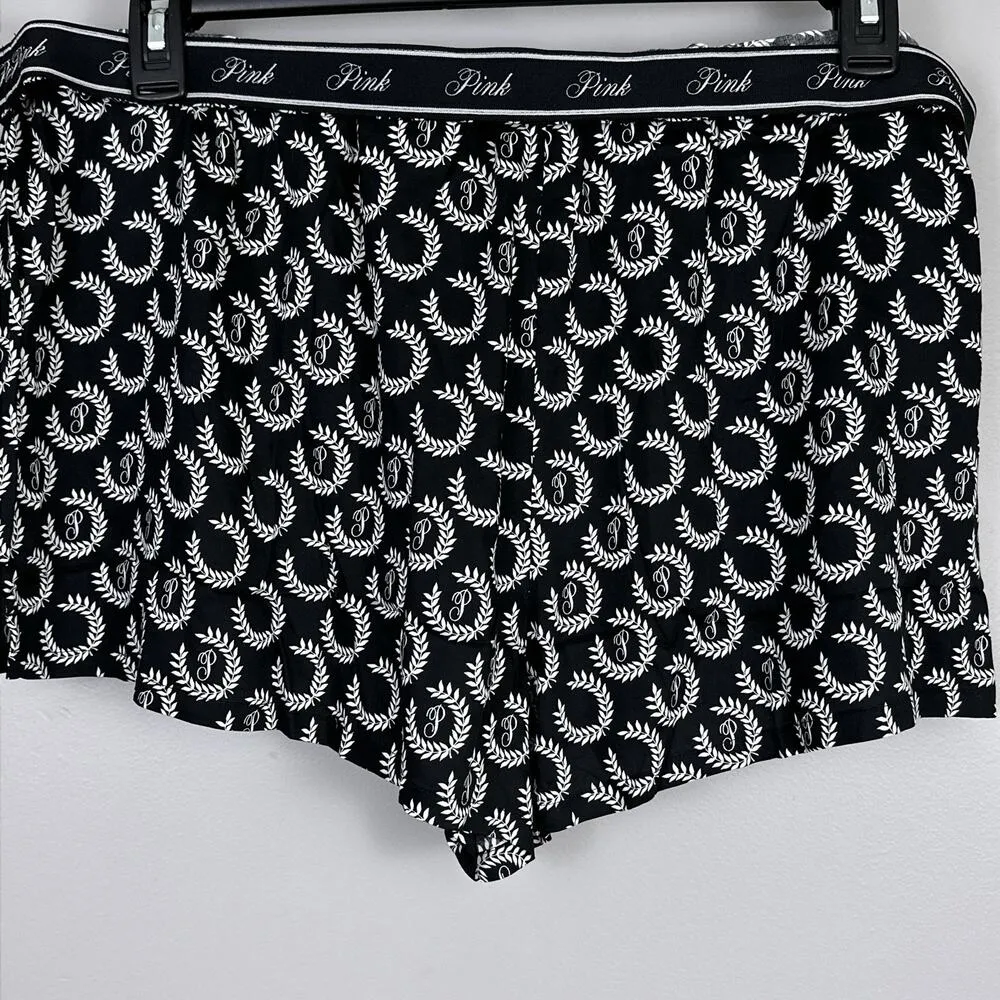 Pink Victoria’s Secret Boxy Pajama Shorts Women's XXL Tencel New Black Logo - Image 4