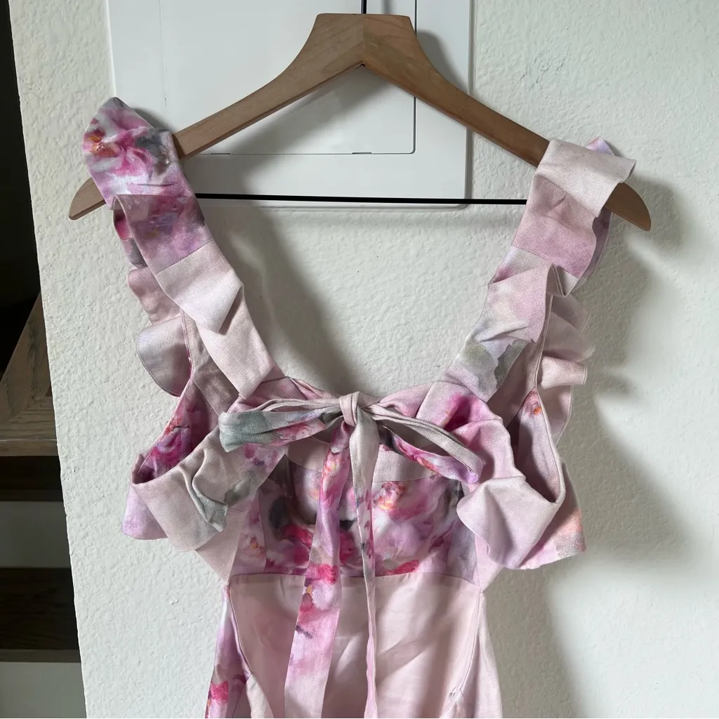 NWT Zimmermann Crush Frill Mini Dress in Pink Floral - Image 6