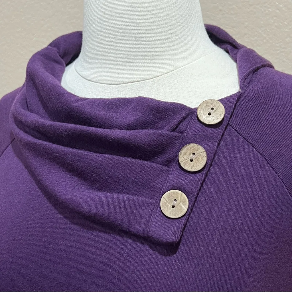 Miusey Purple Cowl Neck Raglan Long Sleeve Tunic Sweatshirt with Pockets Medium - Image 3