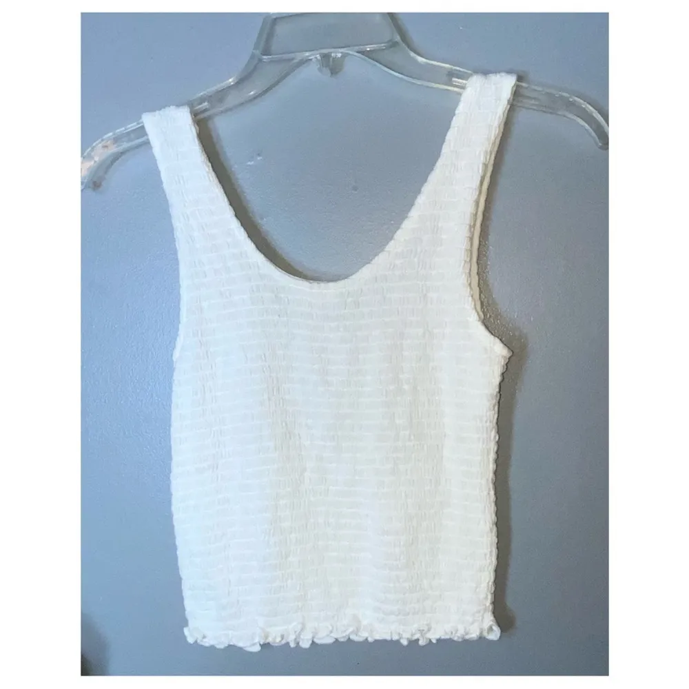 Self Esteem White Shirred Tank Top With Red & Navy Winter Print Leggings M/L - Image 5