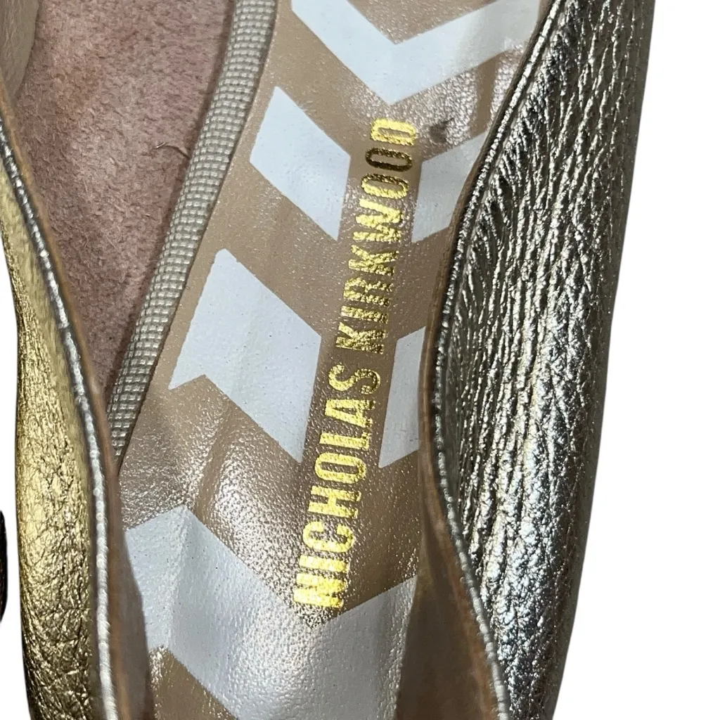 Nicholas Kirkwood Gold Metallic Leather Beya Loafers Flats Shoes size 39 - Image 8