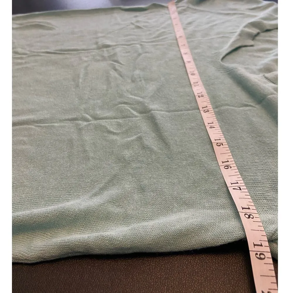 J Jill Tunic Knit Top Womens S Linen Blend Side Slits Hi Low Hem Split Neck Blue - Image 6