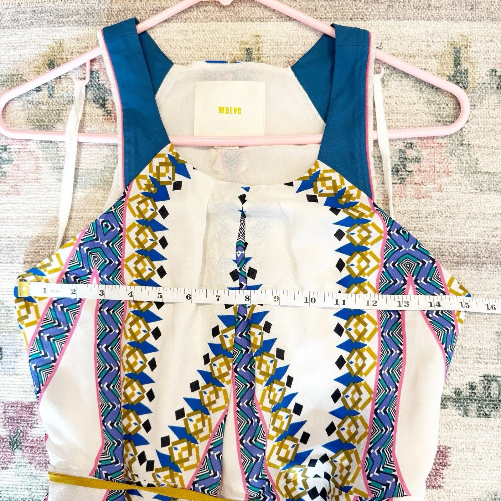 Anthropologie Womens Geometric Maxi Dress Size 4 Tribal Global Boho Resort Wear - Image 5