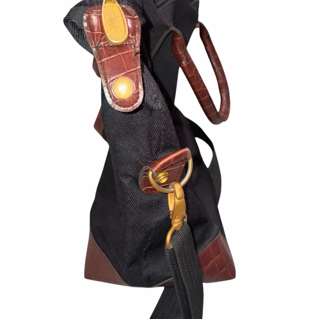 DVF Diane Von Furstenberg Vintage Black Canvas Large Tote Bag - Image 9