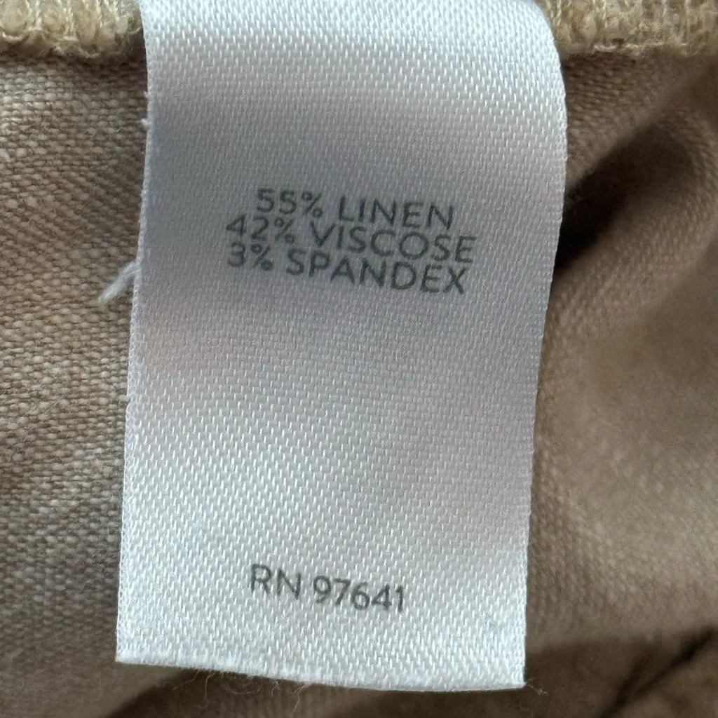 J. Jill Linen Stretch Button Ankle Crop Pants | Tan | Medium - Image 7